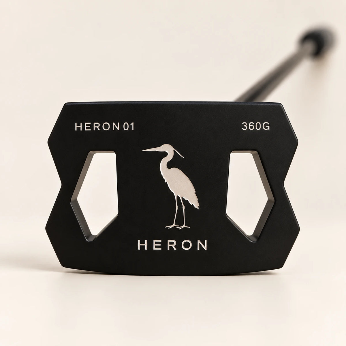 The sole of the Heron 01, stamped with the heron crest, the model name and the 360 gram head weight